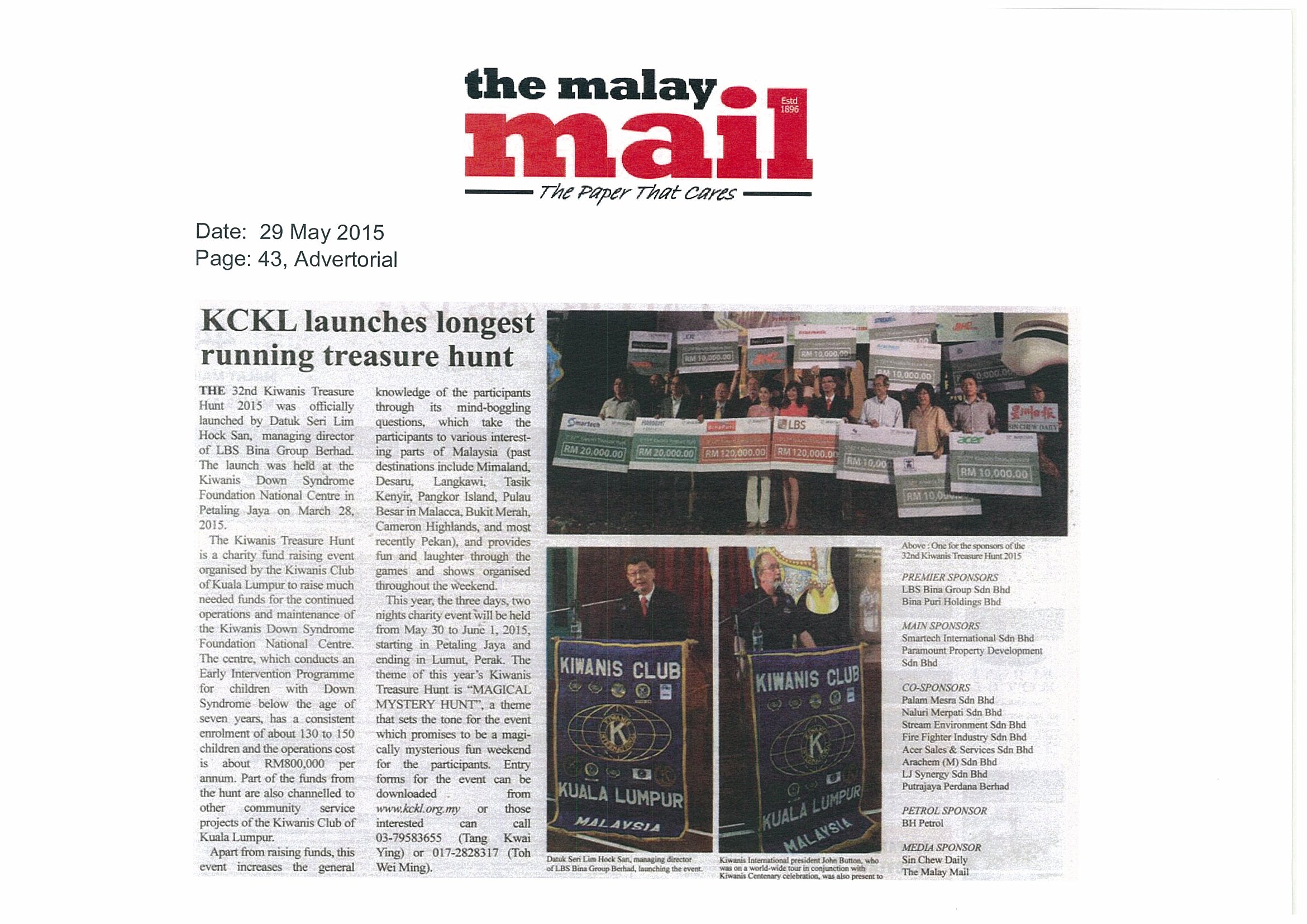 2015.05.29 Malay Mail-KCKL launches longest running treasure hunt