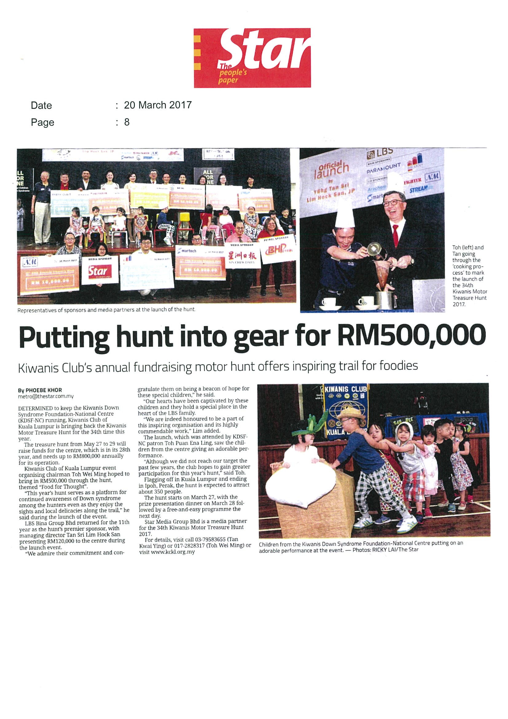 2017.03.20 The Star – Putting hunt into gear for RM500,000