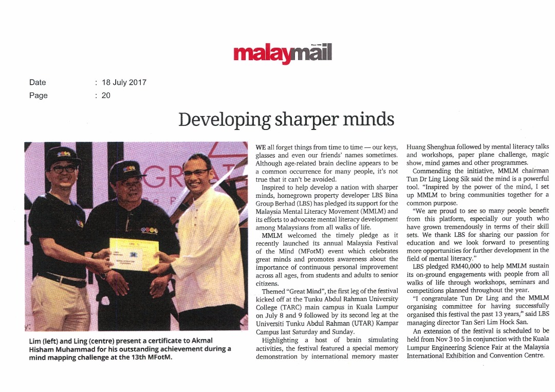 2017.07.18 Malay Mail – Developing sharper minds