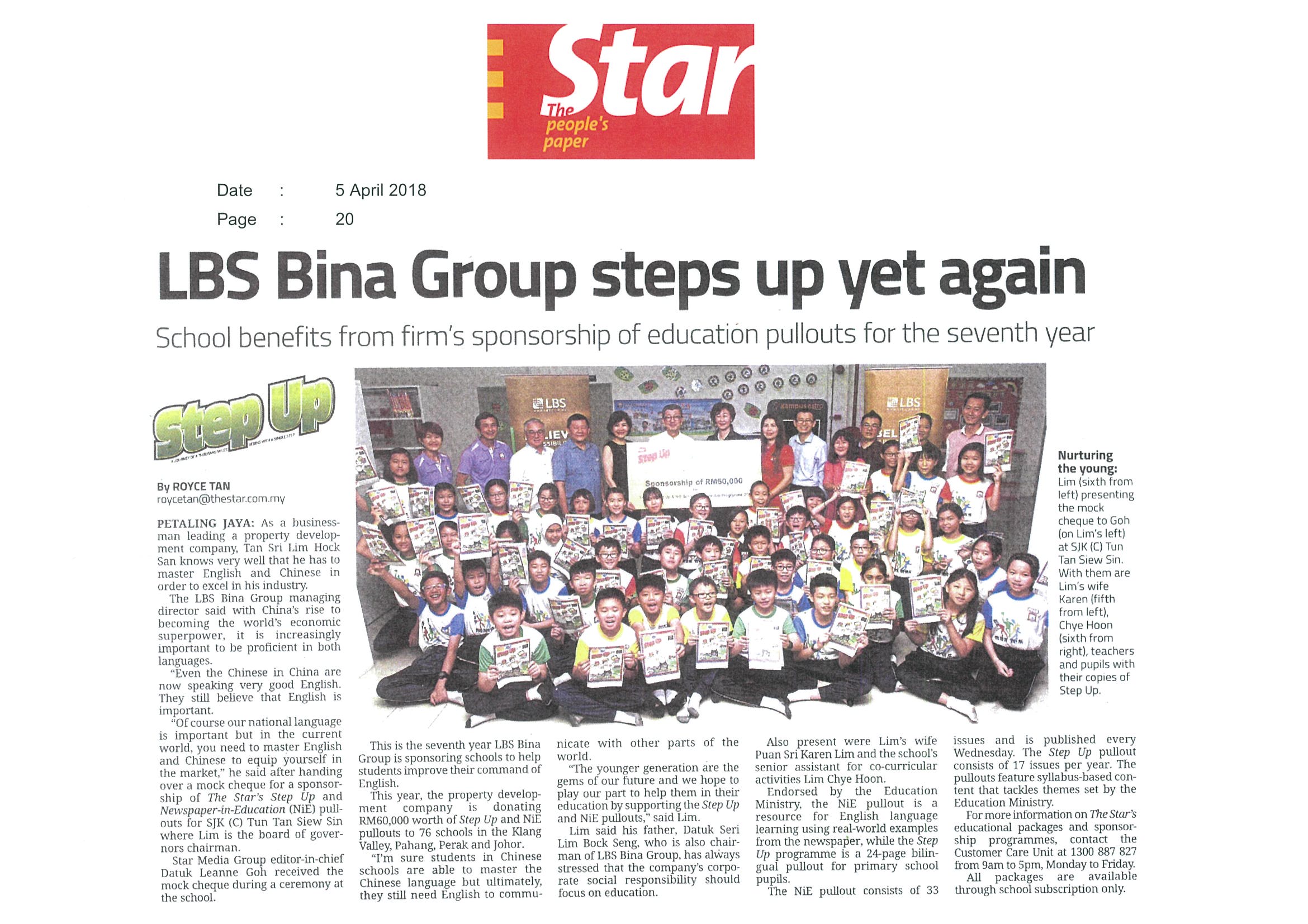 2018.04.05 The Star – LBS Bina Group Step Up yet again