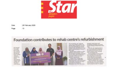 2020.02.28 The Star – Foundation contributes to rehab centre‘s refurbishment